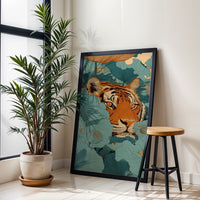 Tiger in Floral Jungle Aesthetic Wall Print Poster Print