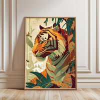 Tiger in Jungle Aesthetic Wall Décor Poster Print