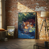 Tiger in Water Aesthetic Painting Wall Décor Print