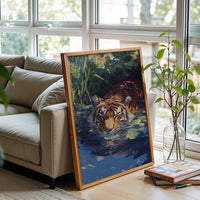 Tiger in Water Aesthetic Painting Wall Décor Print