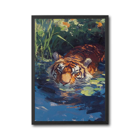 Tiger in Water Aesthetic Painting Wall Décor Print