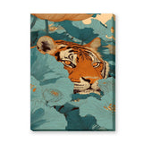 Tiger Lotus Botanical Wall Art – Teal Floral Jungle Print