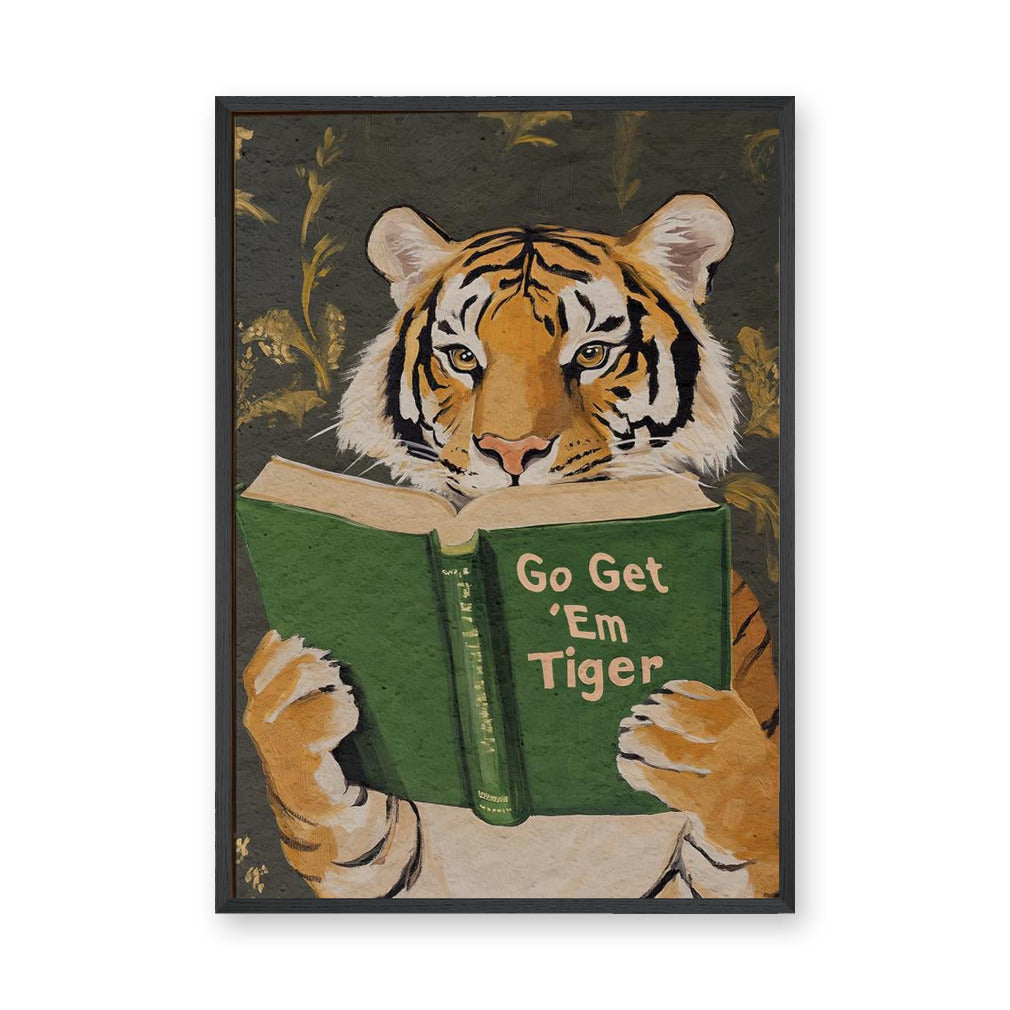 Tiger Typography Kids Wall Art – Go Get ’Em Tiger Reading Quote