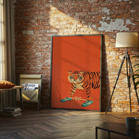 Tiger with Sneakers Pop Art Wall Poster – Funny Tiger Decor & Sneakerhead Home Art