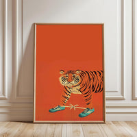 Tiger with Sneakers Pop Art Wall Poster – Funny Tiger Decor & Sneakerhead Home Art