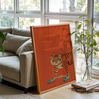 Tiger with Sneakers Pop Art Wall Poster – Funny Tiger Decor & Sneakerhead Home Art