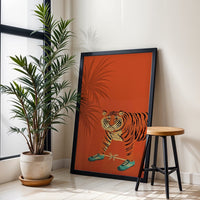 Tiger with Sneakers Pop Art Wall Poster – Funny Tiger Decor & Sneakerhead Home Art