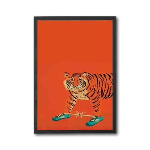 Tiger with Sneakers Pop Art Wall Poster – Funny Tiger Decor & Sneakerhead Home Art