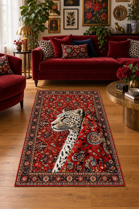 Tile Floral Traditional Area Rug in a living room