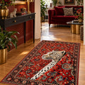 Tile Floral Traditional Area Rug in a hallway
