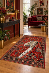 Tile Floral Traditional Area Rug in a hallway