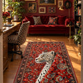 Tile Floral Traditional Area Rug in a office