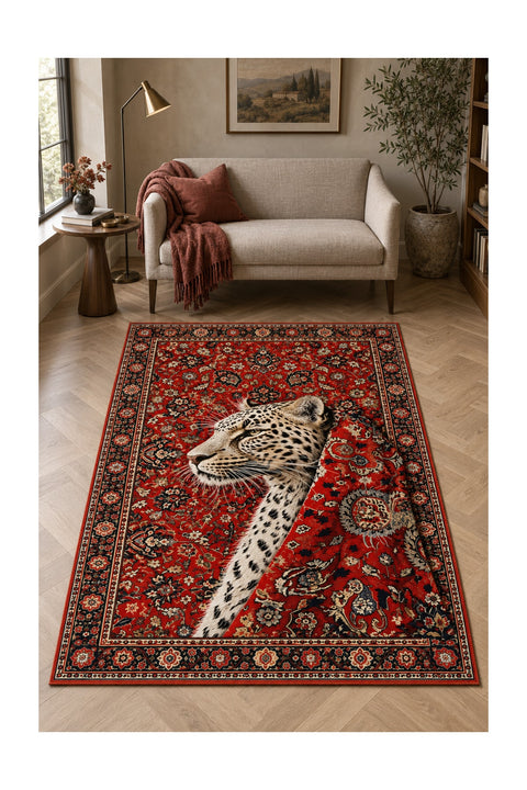 Tile Floral Traditional Area Rug in a living room