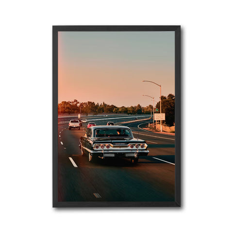 Traffic Fines Double in Work Zone Décor Poster – Iconic Car Highway Aesthetic Wall Décor