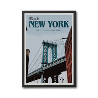 Travel to New York Quote Wall Poster – The City That Never Sleeps Aesthetic Print