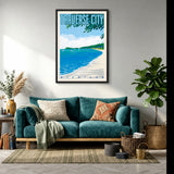 Traverse City Beach Coastal Wall Art – Michigan Bay Sailboats and Text