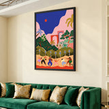 Tropical Dance Landscape Modern Boho Wall Art – Colorful Palm Scene