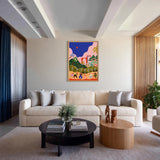 Tropical Dance Landscape Modern Boho Wall Art – Colorful Palm Scene