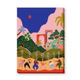 Tropical Dance Landscape Modern Boho Wall Art – Colorful Palm Scene