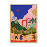Tropical Dance Landscape Modern Boho Wall Art – Colorful Palm Scene