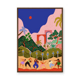 Tropical Dance Landscape Modern Boho Wall Art – Colorful Palm Scene