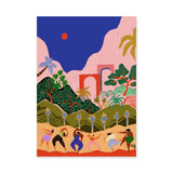 Tropical Dance Landscape Modern Boho Wall Art – Colorful Palm Scene