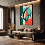 Tropical Fish Geometric Abstract Wall Art – Teal Ocean Animal Print