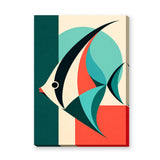 Tropical Fish Geometric Abstract Wall Art – Teal Ocean Animal Print