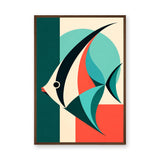 Tropical Fish Geometric Abstract Wall Art – Teal Ocean Animal Print