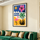 Tropical Flamingo Pop Art Wall Art – Modern Beach Scene Print