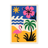 Tropical Flamingo Pop Art Wall Art – Modern Beach Scene Print