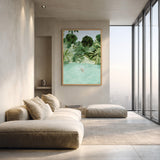 Tropical Lagoon Botanical Wall Art – Watercolor Swimmer in Lush Palms