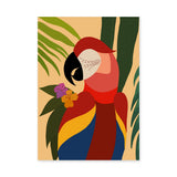 Tropical Macaw Modern Botanical Wall Art – Colorful Parrot with Leaves