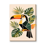 Tropical Toucan Geometric Botanical Wall Art – Modern Jungle Bird Print