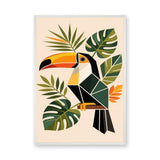 Tropical Toucan Geometric Botanical Wall Art – Modern Jungle Bird Print
