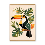 Tropical Toucan Geometric Botanical Wall Art – Modern Jungle Bird Print