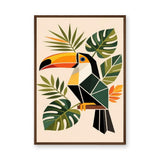 Tropical Toucan Geometric Botanical Wall Art – Modern Jungle Bird Print