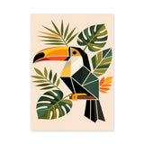 Tropical Toucan Geometric Botanical Wall Art – Modern Jungle Bird Print