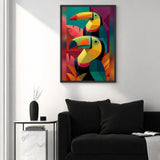 Tropical Toucan Geometric Wall Art – Colorful Botanical Leaf Print