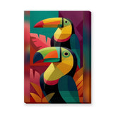 Tropical Toucan Geometric Wall Art – Colorful Botanical Leaf Print