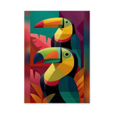 Tropical Toucan Geometric Wall Art – Colorful Botanical Leaf Print