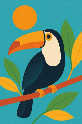 Tropical Toucan Modern Wall Art – Colorful Botanical Bird Print