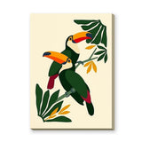 Tropical Toucans Modern Wall Art – Botanical Bird Print on Cream