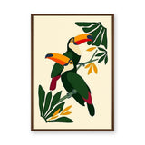 Tropical Toucans Modern Wall Art – Botanical Bird Print on Cream