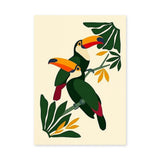Tropical Toucans Modern Wall Art – Botanical Bird Print on Cream