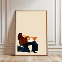 Trumpet Player Understated Wall Décor – Expressive Jazz Wall Poster Art for Music Lovers