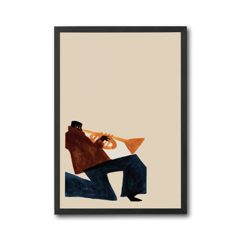 Trumpet Player Understated Wall Décor – Expressive Jazz Wall Poster Art for Music Lovers