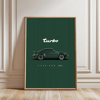 Turbo Type 930 (3.0L) Porsche 930 Turbo Wall Print – Minimal Traditional Porsche Poster