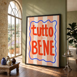 Tutto Bene Typography Wall Art – Striped Red Quote Print