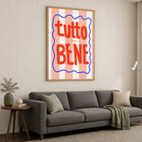 Tutto Bene Typography Wall Art – Striped Red Quote Print